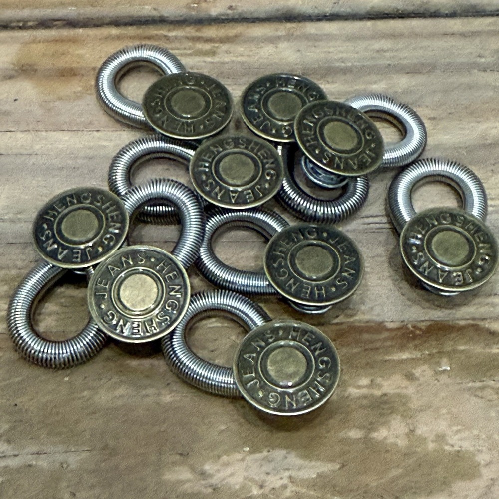 Hengsheng Button Waist Extenders Unisex OS Bronze New No-Sew Spring Metal 9pc